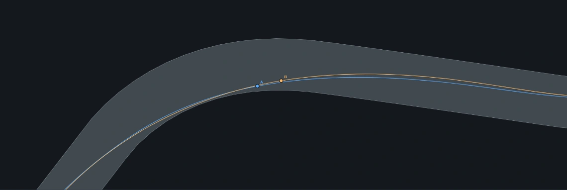 GridCue 2D replay comparing two recorded laps